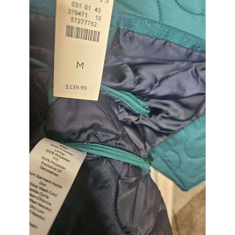 New Talbots Green Blue Quilted Lightweight Spring Fall Coat Jacket - Picture 4 of 10